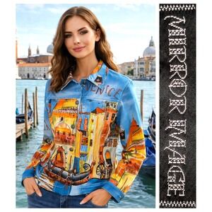 MIRROR IMAGE Scenic Venice Italy Artsy Multicolor Art-to-Wear Blazer Jacket S